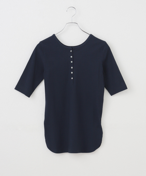 tシャツ ハイツイストテレコヘンリーハーフスリーブ レディース セール】ハイツイストテレコヘンリーハーフスリーブ（Tシャツ