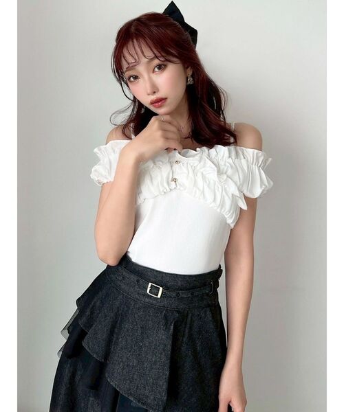 RESEXXY(リゼクシー)の「ボリュームフリルドッキングカットトップス(Tシャツ/カットソー・レディース・ブラック/イエロー/ホワイト・FREE)」の15枚目の写真