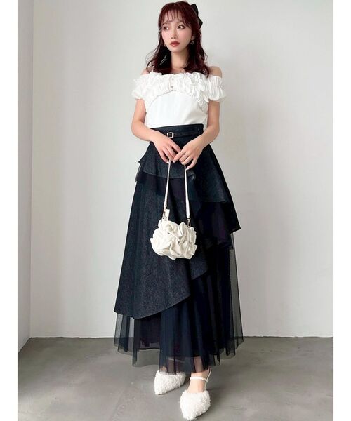 RESEXXY(リゼクシー)の「ボリュームフリルドッキングカットトップス(Tシャツ/カットソー・レディース・ブラック/イエロー/ホワイト・FREE)」の17枚目の写真