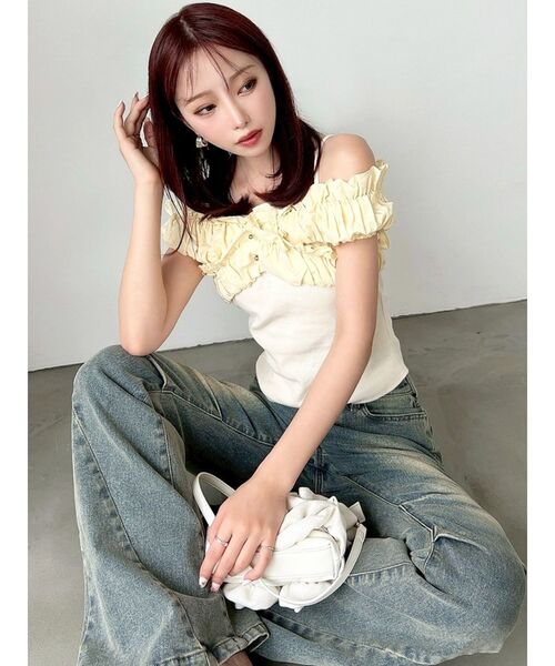 RESEXXY(リゼクシー)の「ボリュームフリルドッキングカットトップス(Tシャツ/カットソー・レディース・ブラック/イエロー/ホワイト・FREE)」の20枚目の写真