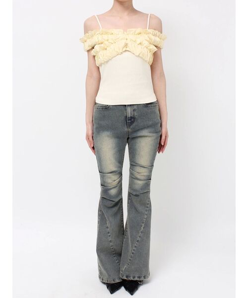 RESEXXY(リゼクシー)の「ボリュームフリルドッキングカットトップス(Tシャツ/カットソー・レディース・ブラック/イエロー/ホワイト・FREE)」の7枚目の写真