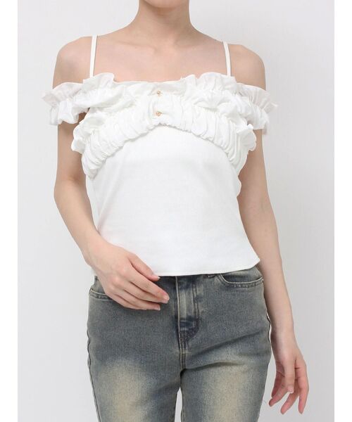 RESEXXY(リゼクシー)の「ボリュームフリルドッキングカットトップス(Tシャツ/カットソー・レディース・ブラック/イエロー/ホワイト・FREE)」の11枚目の写真