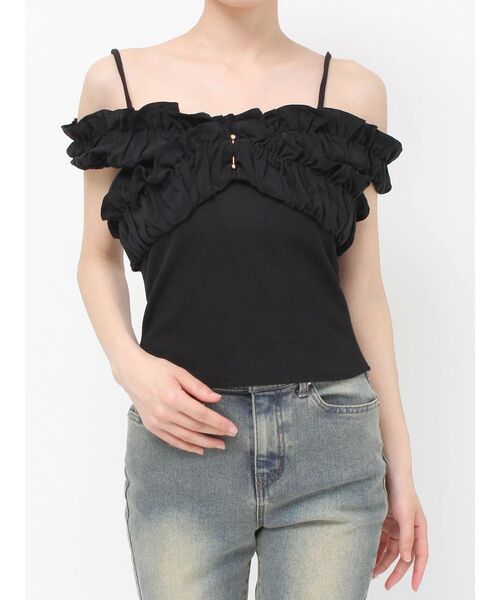 RESEXXY(リゼクシー)の「ボリュームフリルドッキングカットトップス(Tシャツ/カットソー・レディース・ブラック/イエロー/ホワイト・FREE)」の12枚目の写真