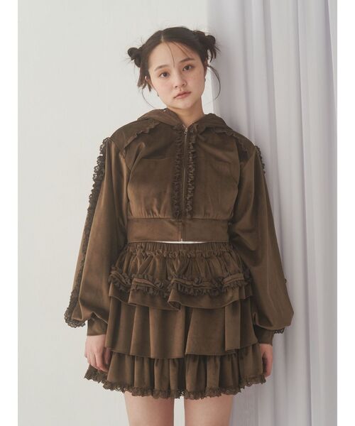 merry jenny（メリージェニー）の「フリルベロアミニスカート（スカート・レディース・アイボリー/ブラウン・FREE）」の15枚目の写真