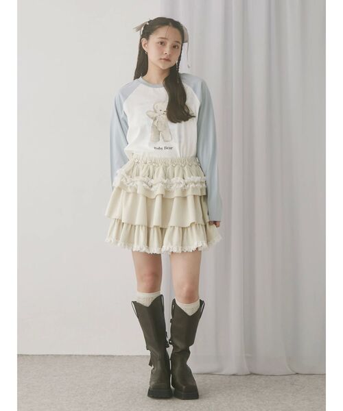 merry jenny（メリージェニー）の「フリルベロアミニスカート（スカート・レディース・アイボリー/ブラウン・FREE）」の7枚目の写真