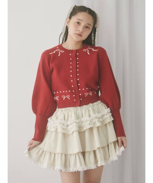 merry jenny（メリージェニー）の「フリルベロアミニスカート（スカート・レディース・アイボリー/ブラウン・FREE）」の7枚目の写真