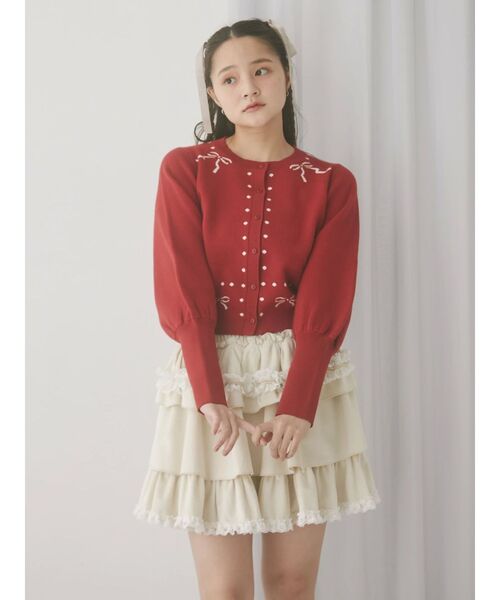 merry jenny（メリージェニー）の「フリルベロアミニスカート（スカート・レディース・アイボリー/ブラウン・FREE）」の8枚目の写真