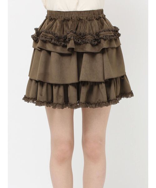 merry jenny（メリージェニー）の「フリルベロアミニスカート（スカート・レディース・アイボリー/ブラウン・FREE）」の10枚目の写真