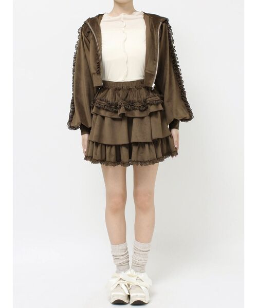 merry jenny（メリージェニー）の「フリルベロアミニスカート（スカート・レディース・アイボリー/ブラウン・FREE）」の16枚目の写真