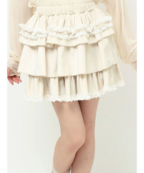 merry jenny（メリージェニー）の「フリルベロアミニスカート（スカート・レディース・アイボリー/ブラウン・FREE）」の19枚目の写真