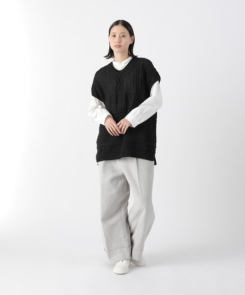 Plantation（プランテーション）の「ガンジーニット / ベスト / (O)（ベスト・レディース・ブラック/オフホワイト/ブルー・M size）」の12枚目の写真