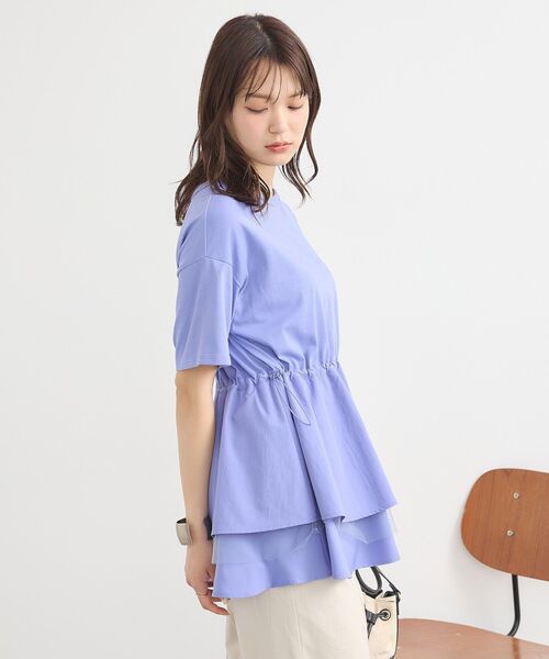 earth music&ecology（アースミュージックアンドエコロジー）の「異素材ドッキングドロストチュニック（チュニック・レディース・ブルー/アイボリー/ブラック・FREE）」の7枚目の写真