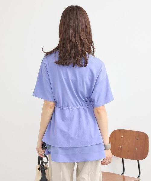 earth music&ecology（アースミュージックアンドエコロジー）の「異素材ドッキングドロストチュニック（チュニック・レディース・ブルー/アイボリー/ブラック・FREE）」の8枚目の写真