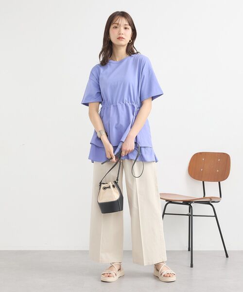 earth music&ecology（アースミュージックアンドエコロジー）の「異素材ドッキングドロストチュニック（チュニック・レディース・ブルー/アイボリー/ブラック・FREE）」の9枚目の写真