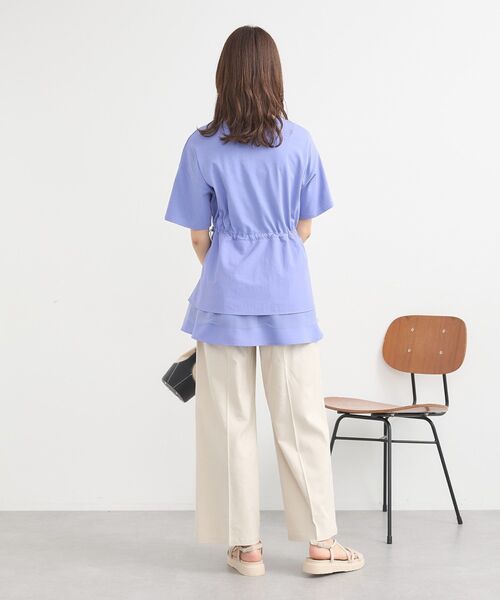 earth music&ecology（アースミュージックアンドエコロジー）の「異素材ドッキングドロストチュニック（チュニック・レディース・ブルー/アイボリー/ブラック・FREE）」の12枚目の写真