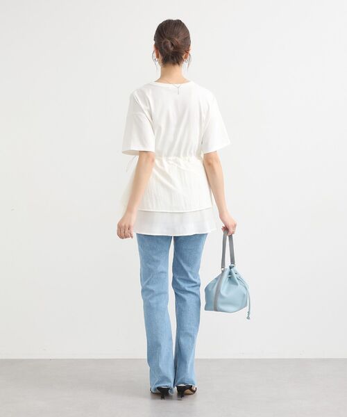［美品］ADEAM ドッキングチュニック ホワイト XS 異素材 WEB限定】異素材ドッキングチュニック | Chez toi(シェトワ
