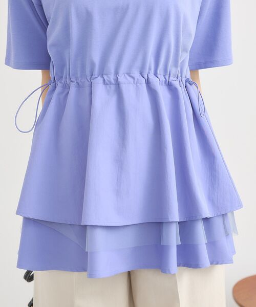 earth music&ecology（アースミュージックアンドエコロジー）の「異素材ドッキングドロストチュニック（チュニック・レディース・ブルー/アイボリー/ブラック・FREE）」の19枚目の写真