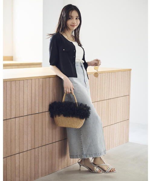 PROPORTION BODY DRESSING（プロポーションボディドレッシング）の「ショート半袖カーデ / 1215274700（カーディガン/ボレロ・レディース・ブラック/オフホワイト/ピンク・FREE）」の6枚目の写真