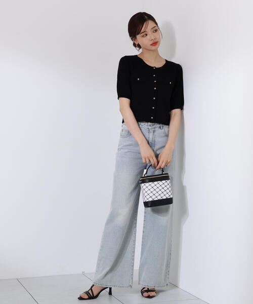 PROPORTION BODY DRESSING（プロポーションボディドレッシング）の「ショート半袖カーデ / 1215274700（カーディガン/ボレロ・レディース・ブラック/オフホワイト/ピンク・FREE）」の10枚目の写真