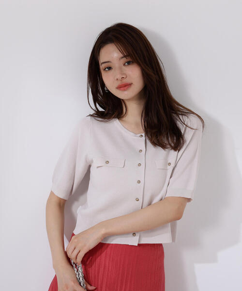 PROPORTION BODY DRESSING（プロポーションボディドレッシング）の「ショート半袖カーデ / 1215274700（カーディガン/ボレロ・レディース・ブラック/オフホワイト/ピンク・FREE）」の17枚目の写真