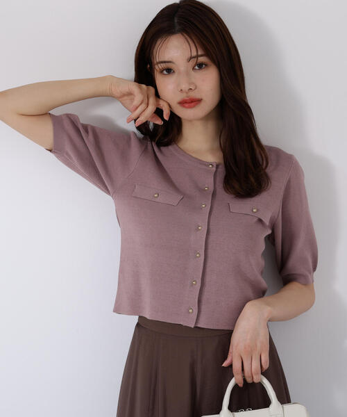 PROPORTION BODY DRESSING（プロポーションボディドレッシング）の「ショート半袖カーデ / 1215274700（カーディガン/ボレロ・レディース・ブラック/オフホワイト/ピンク・FREE）」の3枚目の写真