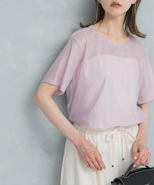 URBAN RESEARCH ROSSO WOMEN（アーバンリサーチ　ロッソ）の「シアーブライトカットソー（Tシャツ/カットソー・レディース・ピンク/オフホワイト・FREE）」の2枚目の写真