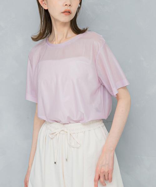 URBAN RESEARCH ROSSO WOMEN（アーバンリサーチ　ロッソ）の「シアーブライトカットソー（Tシャツ/カットソー・レディース・ピンク/オフホワイト・FREE）」の3枚目の写真