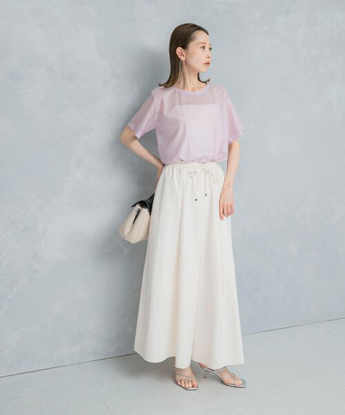 URBAN RESEARCH ROSSO WOMEN（アーバンリサーチ　ロッソ）の「シアーブライトカットソー（Tシャツ/カットソー・レディース・ピンク/オフホワイト・FREE）」の4枚目の写真