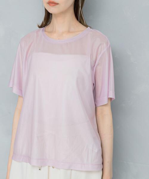 URBAN RESEARCH ROSSO WOMEN（アーバンリサーチ　ロッソ）の「シアーブライトカットソー（Tシャツ/カットソー・レディース・ピンク/オフホワイト・FREE）」の8枚目の写真