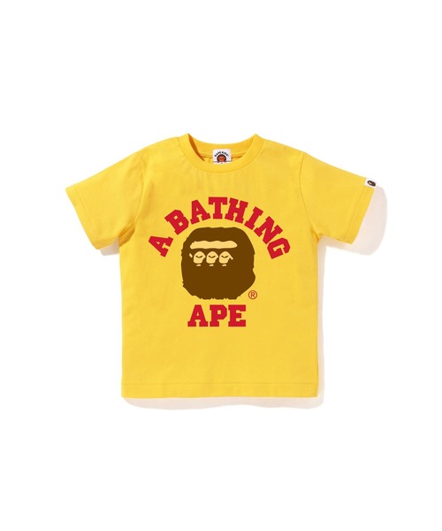 A BATHING APE(アベイシングエイプ)の「TRIPLE COLLEGE TEE(Tシャツ/カットソー・キッズ・グリーン/ブルー/イエロー・120/110/140/130/90/100)」の1枚目の写真