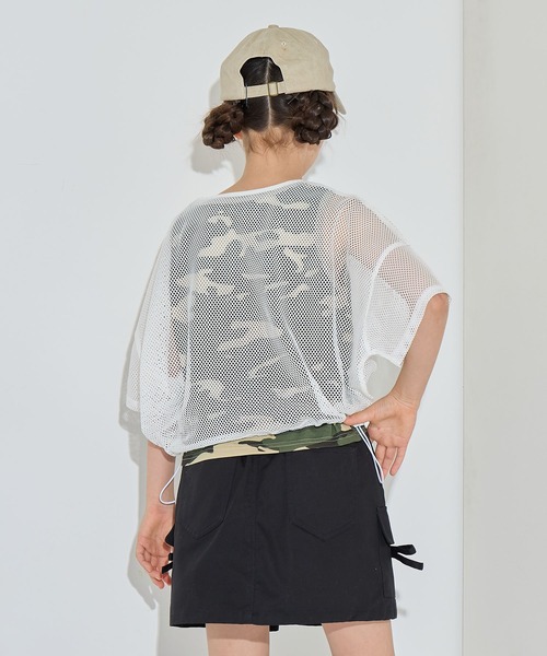 メッシュ迷彩ドッキングトップス（Tシャツ/カットソー）｜BISKEE