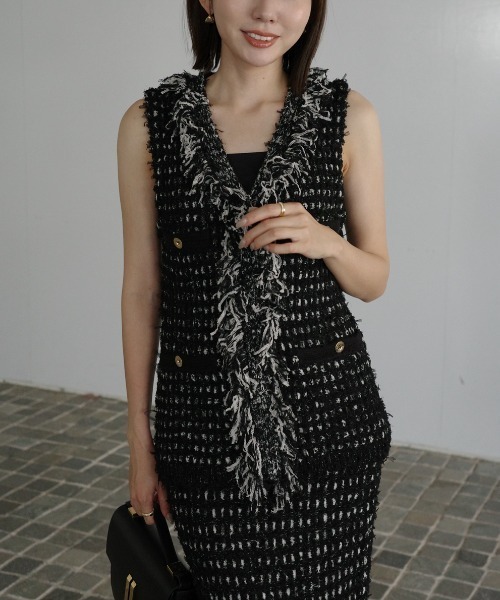 セール】チュールツイードジレトップス（その他トップス）｜anuans（ア