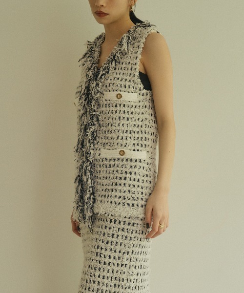 セール】チュールツイードジレトップス（その他トップス）｜anuans（ア