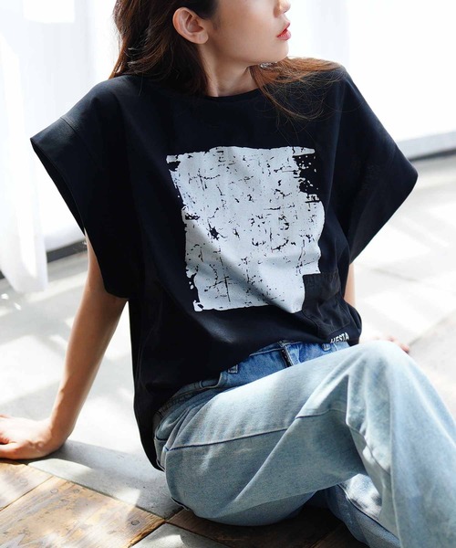 Sawa a la mode(サワアラモード)の「プリントコットンTシャツ(Tシャツ/カットソー・レディース・ホワイト/ブラック・FREE)」の2枚目の写真