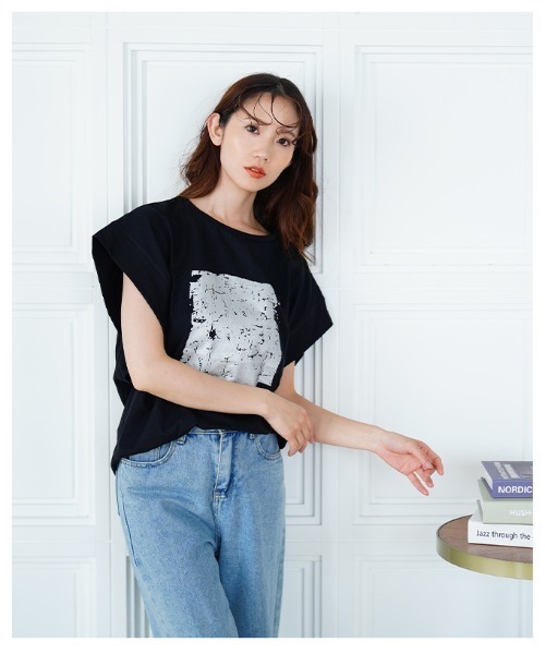 Sawa a la mode(サワアラモード)の「プリントコットンTシャツ(Tシャツ/カットソー・レディース・ホワイト/ブラック・FREE)」の20枚目の写真