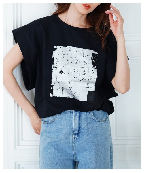 Sawa a la mode(サワアラモード)の「プリントコットンTシャツ(Tシャツ/カットソー・レディース・ホワイト/ブラック・FREE)」の19枚目の写真