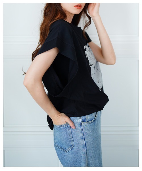 Sawa a la mode(サワアラモード)の「プリントコットンTシャツ(Tシャツ/カットソー・レディース・ホワイト/ブラック・FREE)」の17枚目の写真