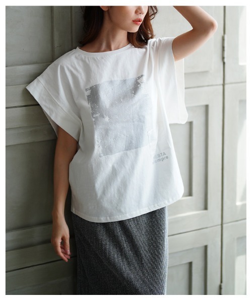 Sawa a la mode(サワアラモード)の「プリントコットンTシャツ(Tシャツ/カットソー・レディース・ホワイト/ブラック・FREE)」の13枚目の写真