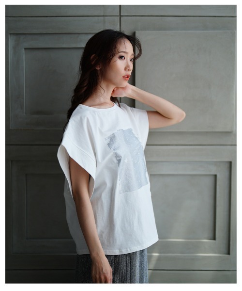 Sawa a la mode(サワアラモード)の「プリントコットンTシャツ(Tシャツ/カットソー・レディース・ホワイト/ブラック・FREE)」の9枚目の写真