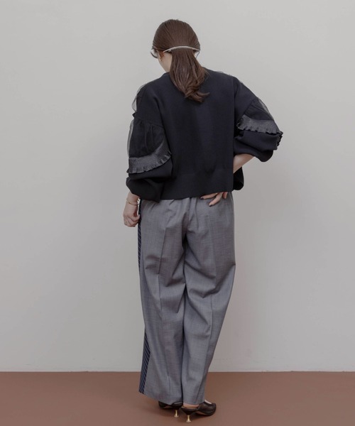 シャーリングフリルニットブルゾン Eimee Law│Eimee Law & LHELBIE