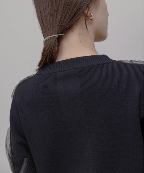 シャーリングフリルニットブルゾン Eimee Law│Eimee Law & LHELBIE