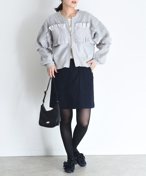 シャーリングフリルニットブルゾン（ブルゾン）｜Eimee Law（エイミー