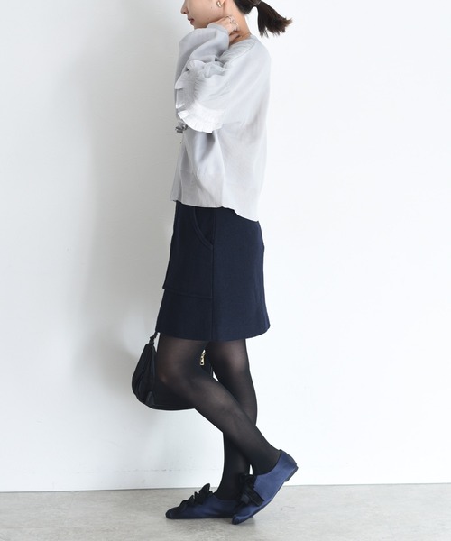 シャーリングフリルニットブルゾン（ブルゾン）｜Eimee Law（エイミー