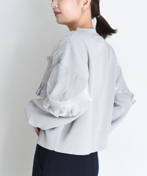 シャーリングフリルニットブルゾン Eimee Law│Eimee Law & LHELBIE