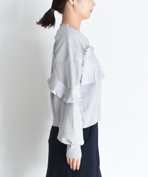 シャーリングフリルニットブルゾン Eimee Law│Eimee Law & LHELBIE
