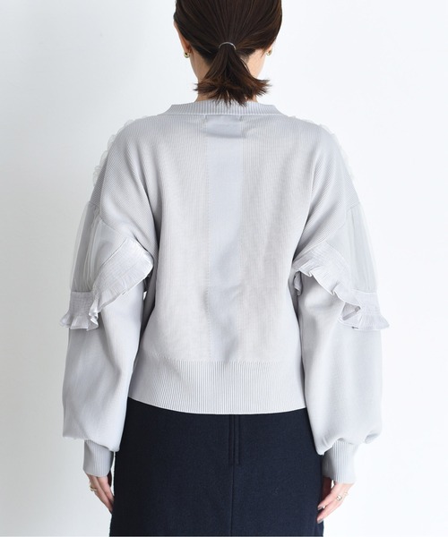 シャーリングフリルニットブルゾン Eimee Law│Eimee Law & LHELBIE