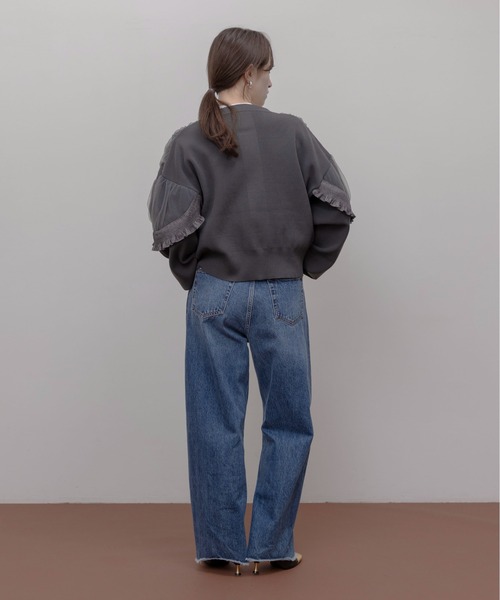 シャーリングフリルニットブルゾン Eimee Law│Eimee Law & LHELBIE