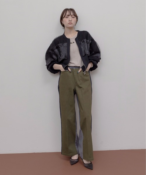 Eimee Lawフリルブルゾン★新品　パーカー、カーディガン Eimee Law ブルゾン アウター シャーリングフリルニットブルゾン