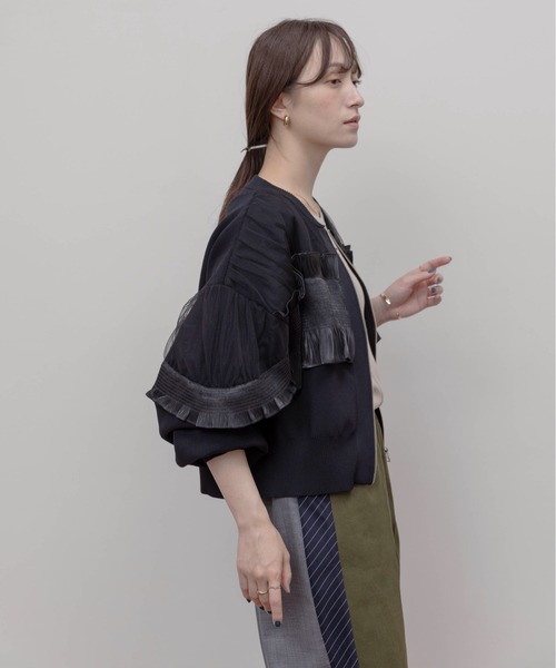 セール】シャーリングフリルニットブルゾン（ブルゾン）｜Eimee Law