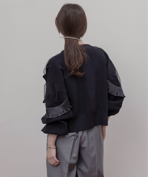 シャーリングフリルニットブルゾン Eimee Law│Eimee Law